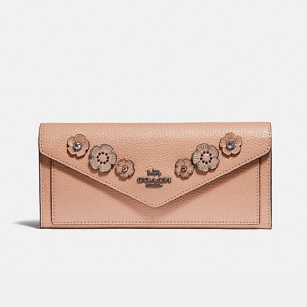 Coach Tea rose wallet with cristals nude pink